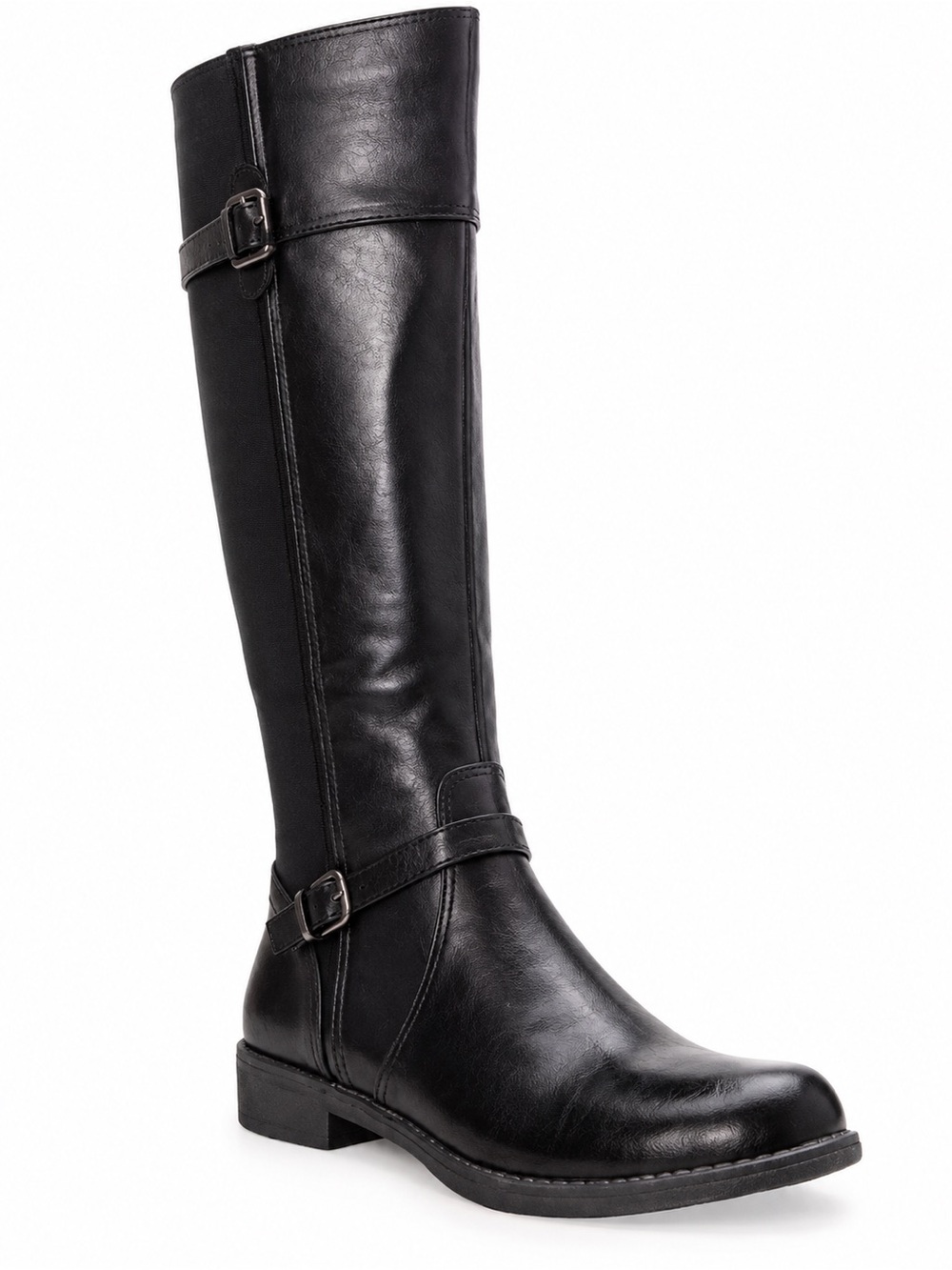 LifeStride Venture Black Tall Riding Boots Buckle Stretch Memory Foam 9.5M